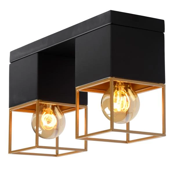 Lucide RIXT - Flush ceiling light - 2xE27 - Black - detail 1